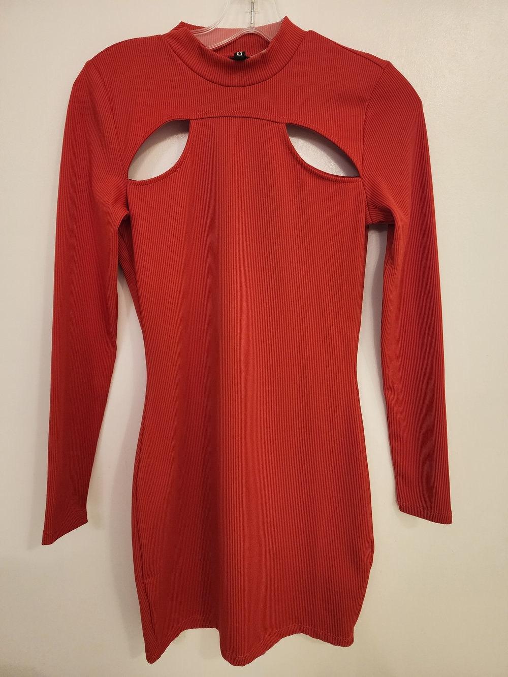 H&M Red Long-Sleeve Cutout Mini Dress